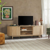 Walker Edison Chloe Curved Reeded TV Stand, Sliding Doors, 65 Inch, 60 inch, Mocha