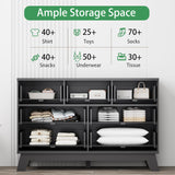 Fluted Dresser for Bedroom with 9 Drawers, 57" Wide Modern Chest of Drawers with Metal Handle, Wooden Dresser TV Stand, Wood Closet Clothes Storage Organizer for Living Room, Hallway, Natural Oak