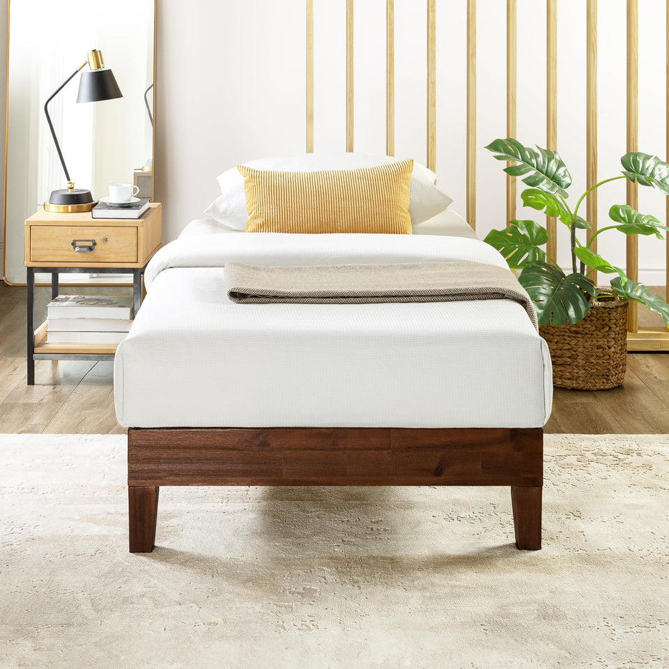 Mellow Naturalista Classic 12-Inch Solid Wood Platform Bed | Wooden Slats, No Box Spring Needed, Easy Assembly | Full, Espresso