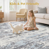 Area Rugs for Living Room: 12x15 Abstract Washable Rug Modern Neutral Large Soft Stain Resistant Non-Slip Backing Machine Table for Bedroom Dining Room Indoor Home Office Carpet - Gold Brown