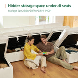 HONBAY Sectional Couch with Storage Seats, Modular Sectional Sofa with Storage Ottoman, U Shaped Sectional Couches for Living Room, Light Beige