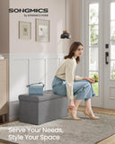 SONGMICS MAZIE Collection - 43 Inches Folding Storage Ottoman Bench, Ottoman Foot Rest, End of Bed Bench, Storage Chest, Load 660 lb, for Living Room, Bedroom, Entryway, Dark Gray ULSF77K