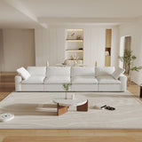 160.6" Cloud Couch Modular Sectional Sofa for Livingroom,Oversized Convertible Sofa with Storage Ottomans,6 Seat Wide Couches,Cushion Covers Removable (Khaki, 6 Seater)