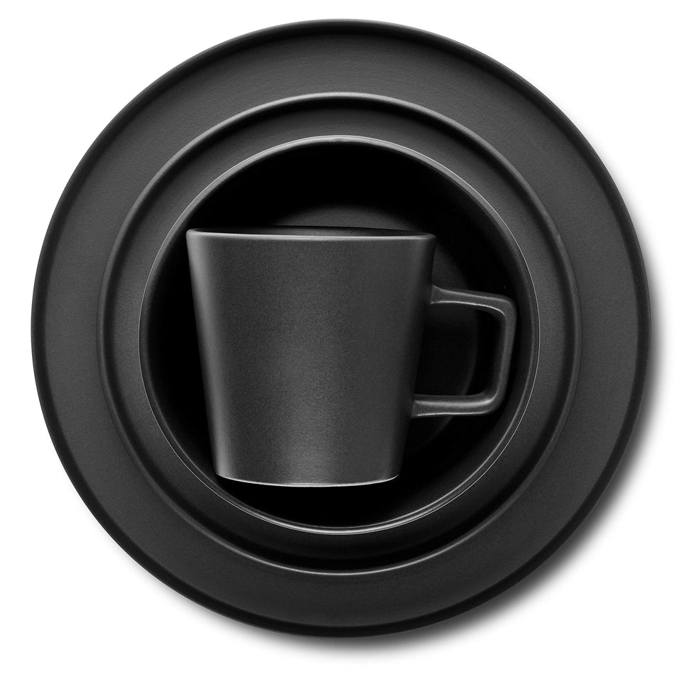 Stone Lain Celina Stoneware 32 Piece Dinnerware Set, Plates and Bowls, Black Matte Dish Collection, Service for 8 – Contemporary Minimalist Style, Microwave & Dishwasher Safe