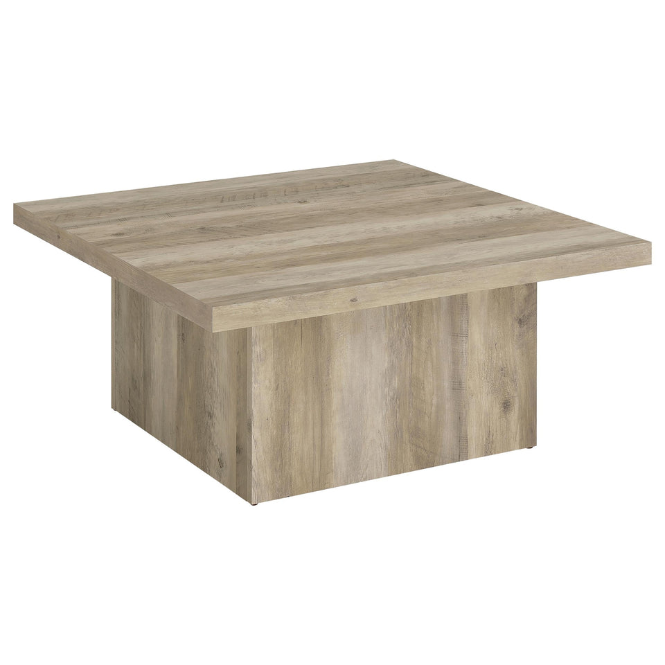 Coaster Home Furnishings Zetta Square Cocktail Living Room Coffee Table Engineered Eco-Friendly Wood Look Laminate Veneer Rustic Farmhouse Mango Brown 708068