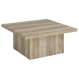 Coaster Home Furnishings Zetta Square Cocktail Living Room Coffee Table Engineered Eco-Friendly Wood Look Laminate Veneer Rustic Farmhouse Mango Brown 708068