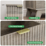 Fluted Dresser for Bedroom with 9 Drawers, 57" Wide Modern Chest of Drawers with Metal Handle, Wooden Dresser TV Stand, Wood Closet Clothes Storage Organizer for Living Room, Hallway, Natural Oak