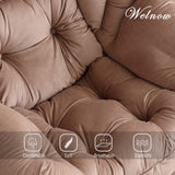 Welnow Lazy Chair with Ottoman, Modern Lounge Accent Chair with Armrests and a Side Pocket, Leisure Sofa Armchair, Reading Armchair with Footrest for Small Space, Dark Grey