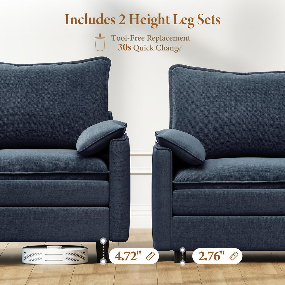 Vesgantti 142" U Shaped Sectional Couch, Comfy Cloud Modular Sectional Sofa with 2 Ottoman Deep Seat Chenille Modern Cloud Sofa, Modular Sofas for Living Room, Bedroom and Apartment, Beige