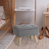 OGEMXU Storage Ottoman, Small Foot Stool Ottoman with Storage, Boucle Teddy Velvet Foot Rest with Padded Seat, Sturdy Wood Legs Stool for Living Room, Bedroom, Couch, Enterway (Cream)