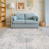 Neutral Living Room Rug - 10x14 Farmhouse Beige Brown Large Area Rug for Dining Room, Bedroom, Low Pile Lightweight Washable