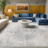 Neutral Living Room Rug - 10x14 Farmhouse Beige Brown Large Area Rug for Dining Room, Bedroom, Low Pile Lightweight Washable