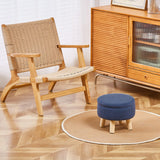 Wimarsbon Storage Ottoman, Modern Round Footrest with Soft Padded Seat, Teddy Velvet Footstool with Wood Legs, Accent Small Table or Plant Stand for Hallway, Living Room (Cream)