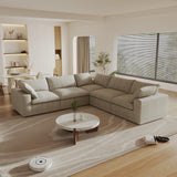 160.6" Cloud Couch Modular Sectional Sofa for Livingroom,Oversized Convertible Sofa with Storage Ottomans,6 Seat Wide Couches,Cushion Covers Removable (Khaki, 6 Seater)