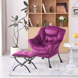 Welnow Lazy Chair with Ottoman, Modern Lounge Accent Chair with Armrests and a Side Pocket, Leisure Sofa Armchair, Reading Armchair with Footrest for Small Space, Dark Grey