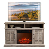 BELLEZE Traditional 58" Rustic TV Stand with 23" Electric Fireplace Heater with Sound, Media Entertainment Center Console Table for TV up to 65" with Open Storage Shelves and Cabinets - Espresso