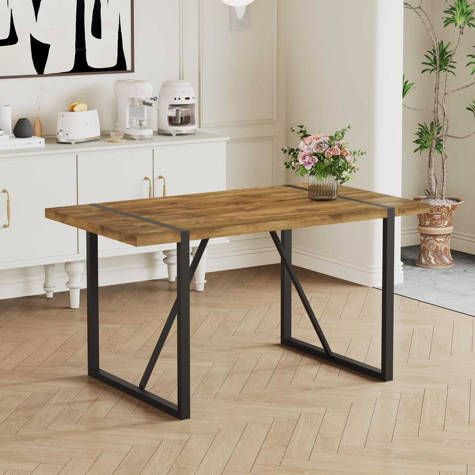 MUUOKY Dining Table Set for 4, Modern 55'' Wood Dinette Table Set for 4 with Fabric Dining Chairs,Table and Chairs Set of 4,Ideal for Kitchen Dining Room