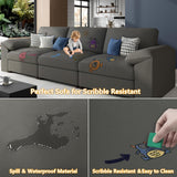 EASE MOOSE Leather Sectional Couch, Oversized Modular Sectional Sofas, Wide Deep Seat Modular Couch, Scratch Resistant Faux Leather Material, L Shaped Sofa for Big Spaces,Beige