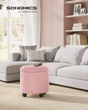 SONGMICS Round Ottoman, Ottoman with Storage, 17.7 Dia. x 17.5 H Inches Foot Rest with Legs, Load up to 330 lb, for Living Room, Bedroom, Dark Gray ULOM011G01