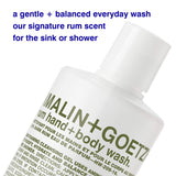 Malin + Goetz Rum Hand & Body Wash, 16 Fl. Oz. – Men & Women Natural Body Wash For All Skin Types, Foaming Hydrating Cleansing Gel, Cruelty-Free & Vegan
