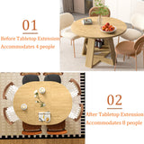 43.3in-59in Extendable Round Dining Table for 4-8,Modern Kitchen Oval Dining Table with Removable Leaves Space Saving,Wood Base with Storage Shelf for Kitchen Living Room (Walnut)