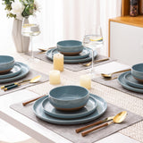 AmorArc Ceramic Dinnerware Sets for 8, 24 Pieces Handpainted Plates and Bowls Set with Rustic Terracotta Underside, Scratch Resistant Stoneware Dishes Set, Dishwasher & Microwave Safe, Light Beige