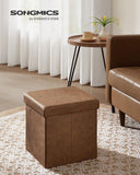 SONGMICS MAZIE Collection - 43 Inches Folding Storage Ottoman Bench, Ottoman with Storage, Foot Rest Stool, Load 660 lb, for Living Room, Synthetic Leather, Black ULSF701