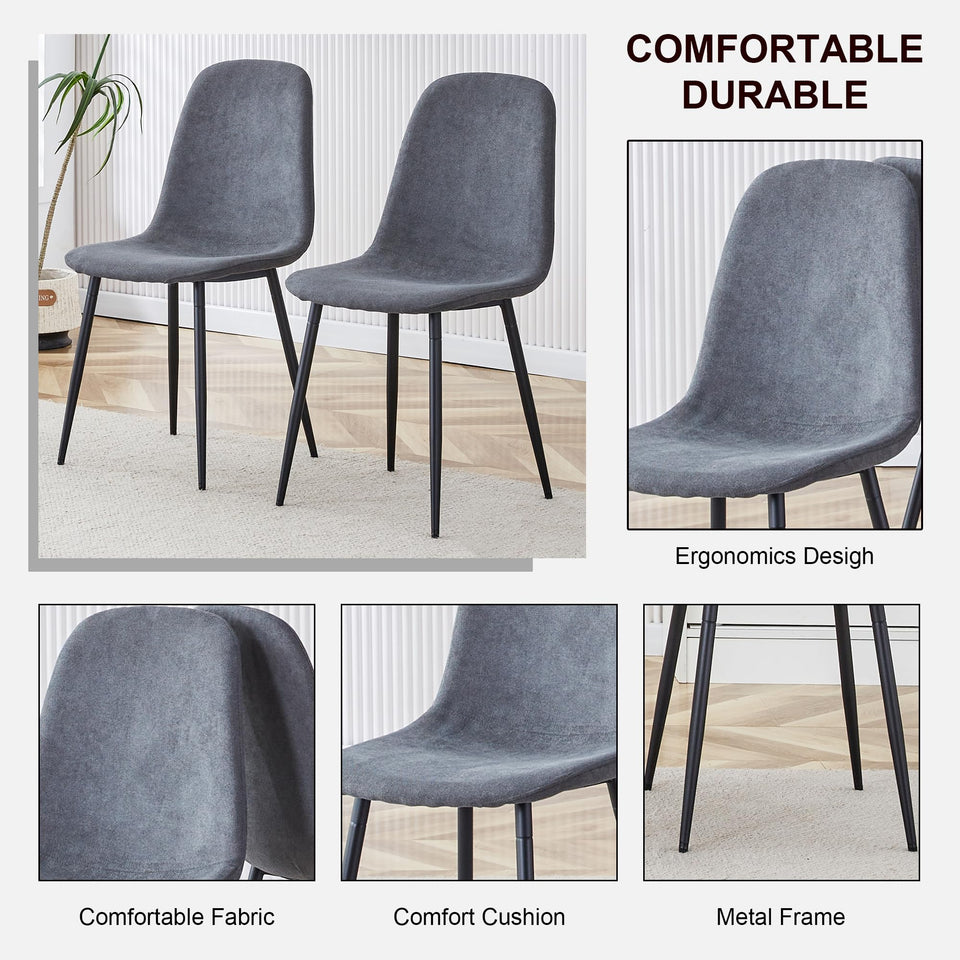 MUUOKY Dining Table Set for 4, Modern 55'' Wood Dinette Table Set for 4 with Fabric Dining Chairs,Table and Chairs Set of 4,Ideal for Kitchen Dining Room