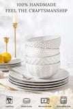 FOBENTA 24 Piece Dinnerware Sets for 8, Premium Stoneware Plates and Bowls Sets, Microwave & Dishwasher Safe, Elegant Dishes for Entertaining & Special Occasions – A Stunning Gift for Large Families