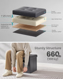 SONGMICS MAZIE Collection - 30 Inches Storage Ottoman Bench with Flipping Lid, Storage Chest Footstool, Load 660 lb, for Entryway, Living Room, Bedroom, Synthetic Leather, Black ULSF45BK