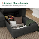 HONBAY Sectional Sleeper Sofa Pull Out Bed with Storage Chaise, Sectional Sofa Couch, Sleeper Couch Bed for Living Room, Dark Grey