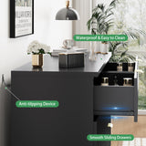 Fluted Dresser for Bedroom with 9 Drawers, 57" Wide Modern Chest of Drawers with Metal Handle, Wooden Dresser TV Stand, Wood Closet Clothes Storage Organizer for Living Room, Hallway, Natural Oak