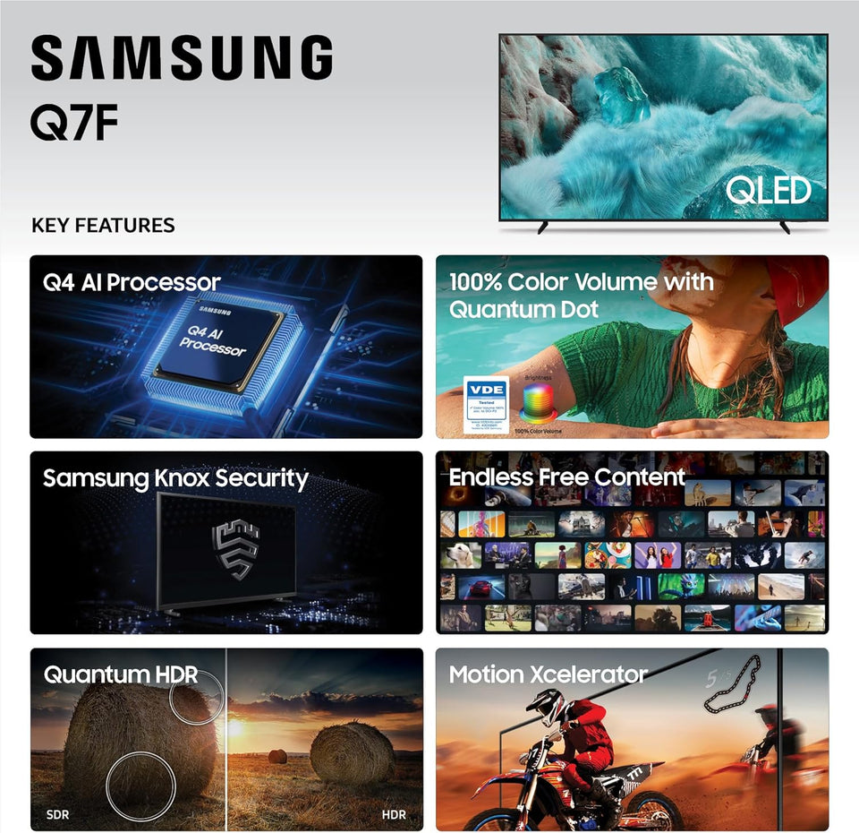 Samsung 75-Inch Class QLED Q7F Series Samsung Vision AI Smart TV (2025 Model, 75Q7F) Quantum HDR, Object Tracking Sound Lite, Q4 AI Gen1 Processor, 4K upscaling, Gaming Hub, Alexa Built-in