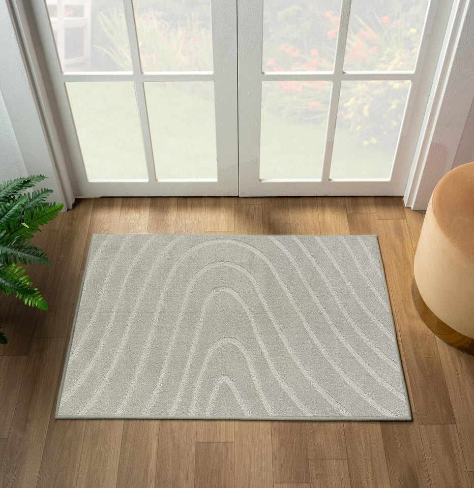 LUXE WEAVERS Modern Geometric Wave Cream 9x12 Area Rug