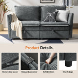 HULALA HOME 127'' Modular Sectional Sofa, Oversized U Shaped Couch with Storage Ottoman, Comfy Chenille Sofa with Deep Seat, 6 Seat Convertible Couches for Living Room, Beige