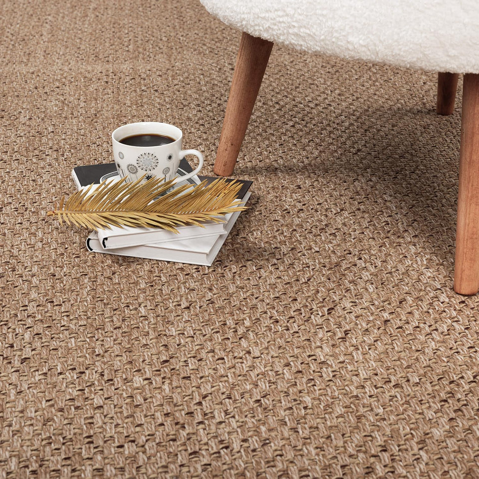 CAMILSON Easy Jute Rug 10x14, Indoor Outdoor Natural Color Fiber Area Rugs for Living Room Patio and Kitchen Rug, Sisal Boho Woven Design, Easy-Cleaning, Washable Outside Carpet Alfombras (10 x 14)