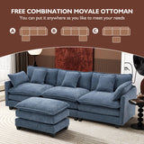 Ihanherry 146" U-Shaped Modern Sofa Modular Sectional Cloud Couch with 2 Ottoman, 6-Seat Chenille Deep Seat Sofa with 6 Pillows for Living Room, Bedroom and Apartment, Grey