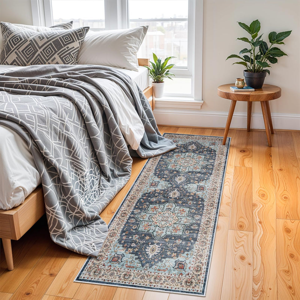 TOPRUUG Washable Oriental Area Rug - 12x15 Rugs for Living Room Soft Carpet for Bedroom Waterproof Floral Distressed Indoor Stain Resistant Non-Shedding Floor Carpets (Green, 12x15)