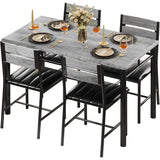 IRONCK Dining Table Set for 4, Wood Kitchen Table with Upholstered Chairs for Kitchen Room and Small Spaces, Rustic Brown