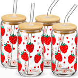 DWTS DANWEITESI Glass Cups with Lids and Straws 4 pcs,16oz Drinking Glasses Set for Coffee Bar Accessories,Iced Coffee Cups with Lids,Matcha Cup Glass Tumbler Reusable for Gifts