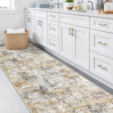 12x15 Area Rug for Living Room – Large Modern Neutral Abstract Thin Washable Carpet, Soft Low Pile Non-Slip Stain-Resistant for Bedroom Dining Room Home Office (Beige Grey)