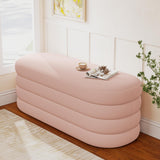 Busaurus Storage Ottoman Bench 49.2 Inch Upholstered Fabric Storage Bench for Bedroom End of Bed Aesthetic Large Oval Ottoman for Living Room Entryway (Ivory)