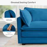 ROWHY 150'' Modular Sectional Sofa Cloud Couch, Corner Sofa Big Comfy Corduroy Oversized L Shaped Couch with 4 Pillows, Chaise, Ottoman, Deep Seat Couches for Living Room Office, Dark Grey