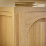 Walker Edison Sasha 4-Door Reeded Sideboard Buffet with Cord Management, 70 Inch, Coastal Oak