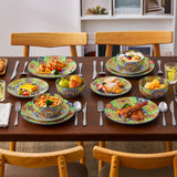 vancasso 24 Pieces Dinnerware Sets, Plates and Bowls Set, Porcelain Dishes Set for 6, Microwave and Dishwasher Safe, Scratch Resistant, Bohemian Style Dining Ware Service for 6, Series SIMI