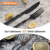 KINGSTONE Silverware Set, Luxury 40 Piece Flatware Set for 8, 18/10 Stainless Steel Cutlery Set with Diamond Cut Pattern for Kitchen, Home, Wedding, Party, Mirror Polished and Dishwasher Safe