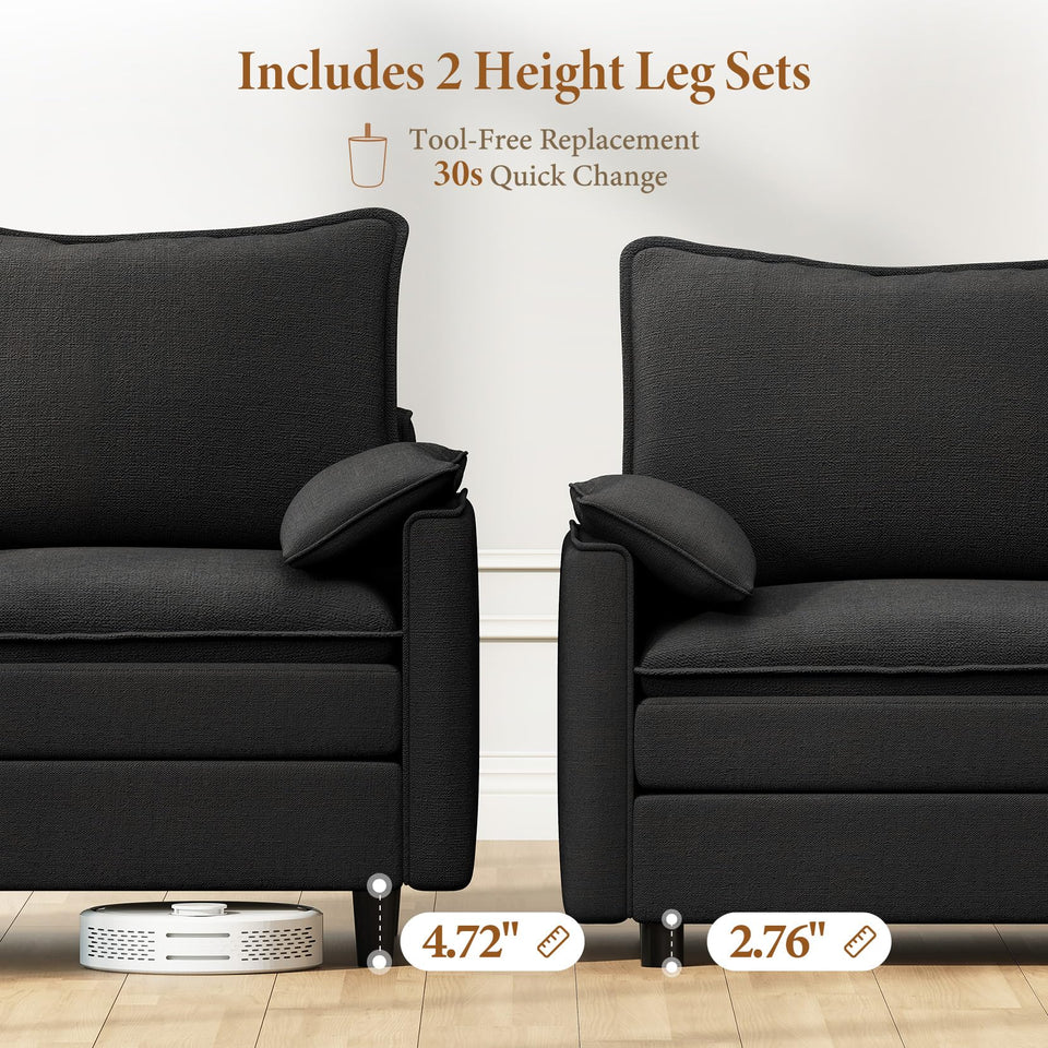 Vesgantti 142" U Shaped Sectional Couch, Comfy Cloud Modular Sectional Sofa with 2 Ottoman Deep Seat Chenille Modern Cloud Sofa, Modular Sofas for Living Room, Bedroom and Apartment, Beige