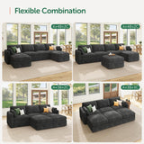 HONBAY Sectional Couch with Storage Seats, Modular Sectional Sofa with Storage Ottoman, U Shaped Sectional Couches for Living Room, Light Beige