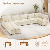 Vesgantti 142" U Shaped Sectional Couch, Comfy Cloud Modular Sectional Sofa with 2 Ottoman Deep Seat Chenille Modern Cloud Sofa, Modular Sofas for Living Room, Bedroom and Apartment, Beige