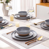 AmorArc Ceramic Dinnerware Sets for 8, 24 Pieces Handpainted Plates and Bowls Set with Rustic Terracotta Underside, Scratch Resistant Stoneware Dishes Set, Dishwasher & Microwave Safe, Light Beige